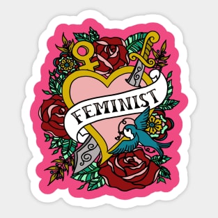 Feminist Tattoo Heart Sticker